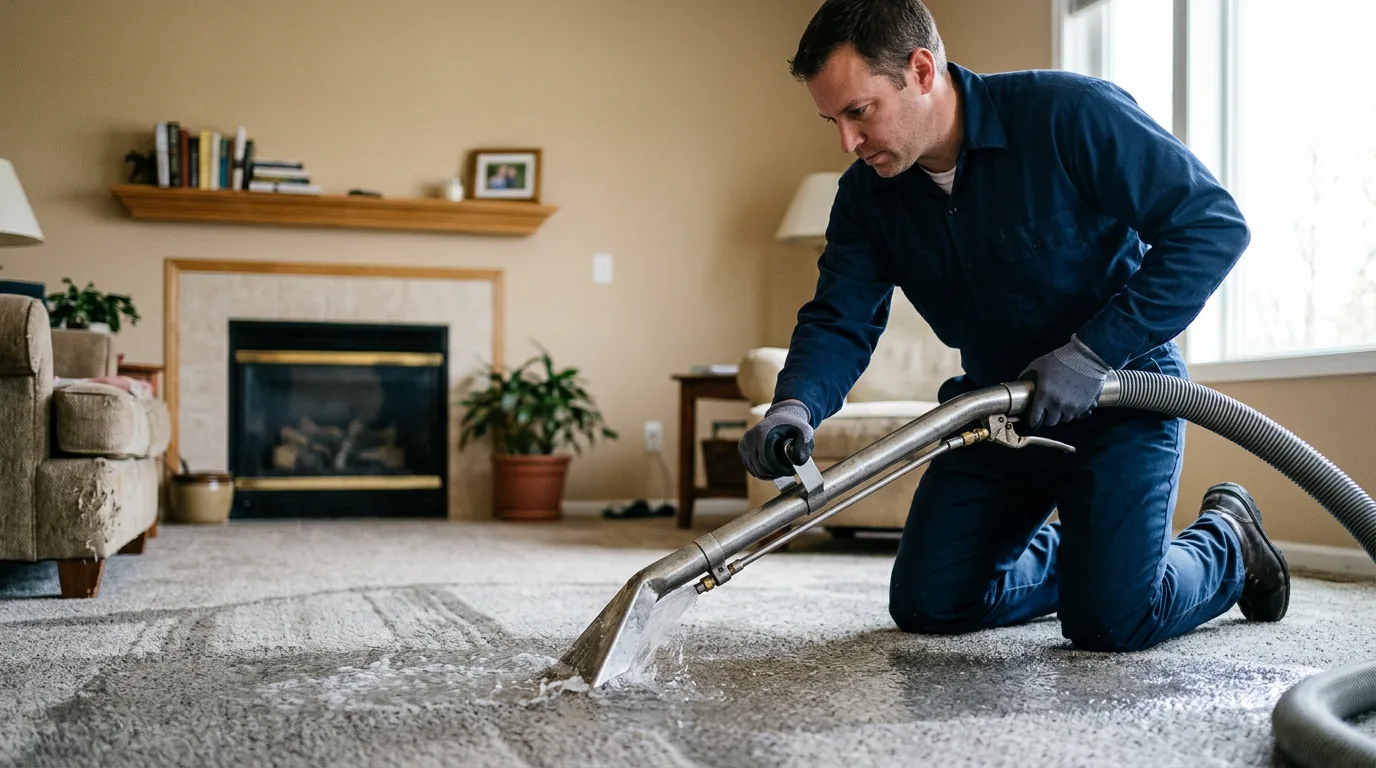 Water damage restoration technician working near Mooresville, MO
